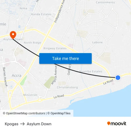 Kpogas to Asylum Down map