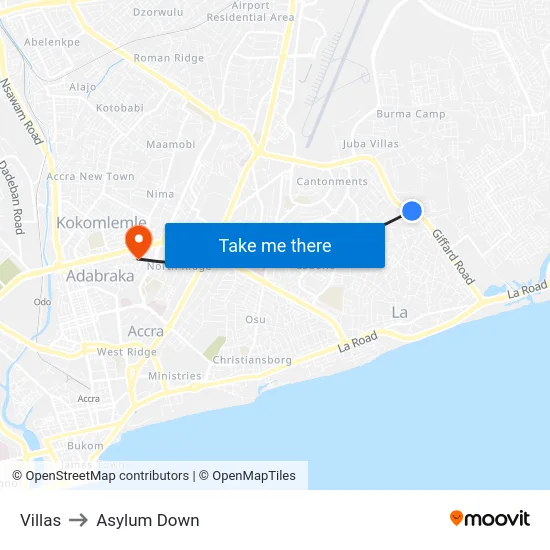 Villas to Asylum Down map