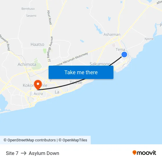 Site 7 to Asylum Down map