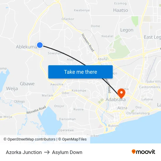 Azorka Junction to Asylum Down map