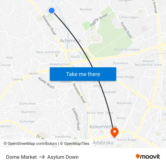 Dome Market to Asylum Down map