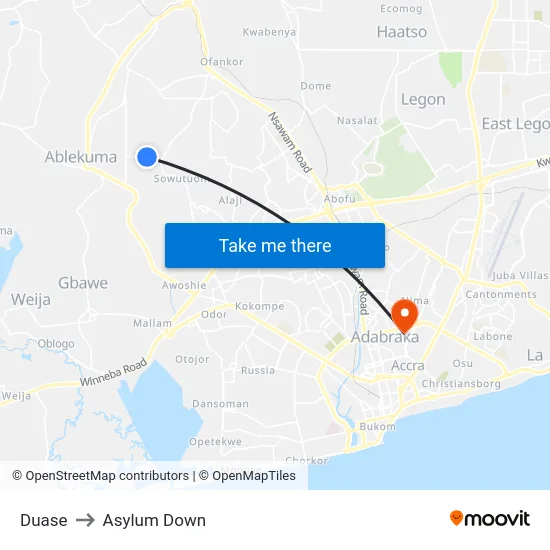Duase to Asylum Down map