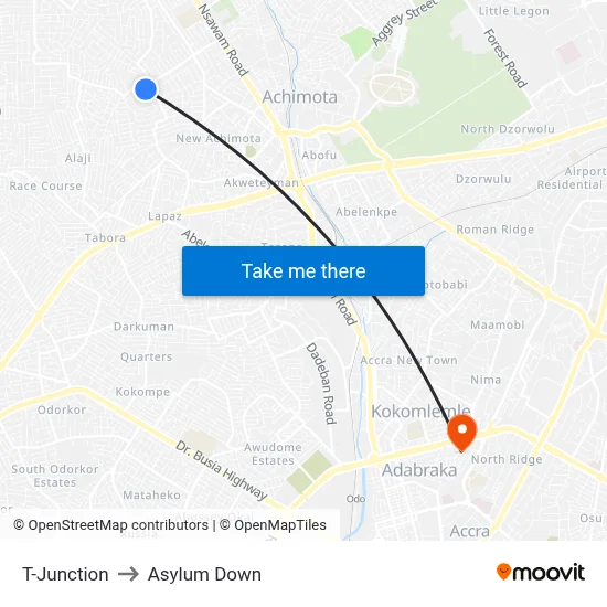 T-Junction to Asylum Down map