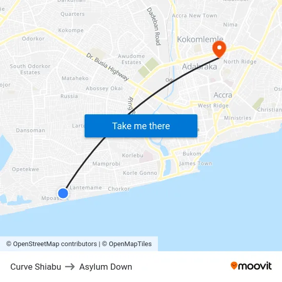 Curve Shiabu to Asylum Down map