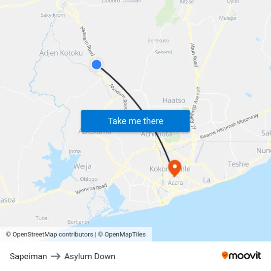 Sapeiman to Asylum Down map