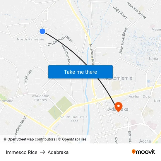 Immesco Rice to Adabraka map