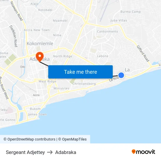 Sergeant Adjettey to Adabraka map