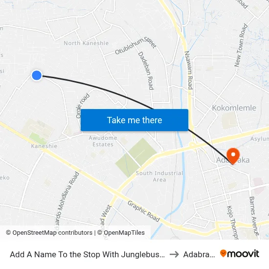 Add A Name To the Stop With Junglebus App to Adabraka map