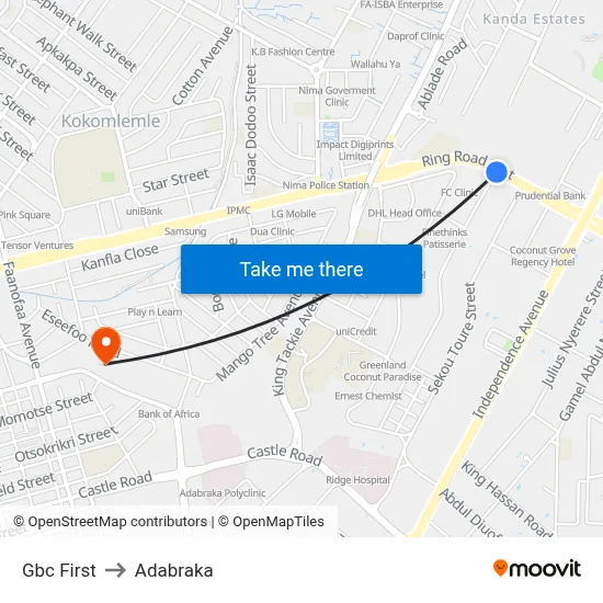 Gbc First to Adabraka map