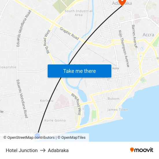 Hotel Junction to Adabraka map