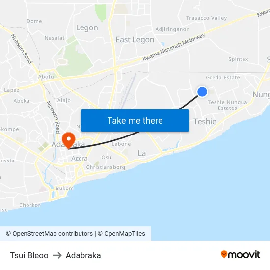 Tsui Bleoo to Adabraka map