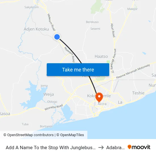 Add A Name To the Stop With Junglebus App to Adabraka map