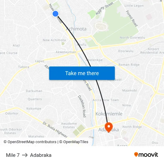 Mile 7 to Adabraka map