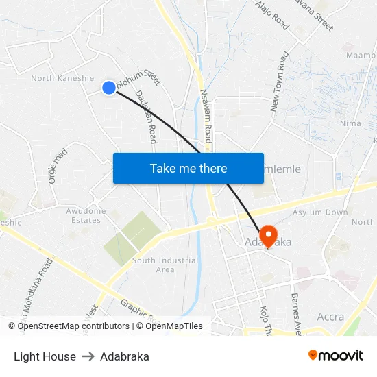 Light House to Adabraka map