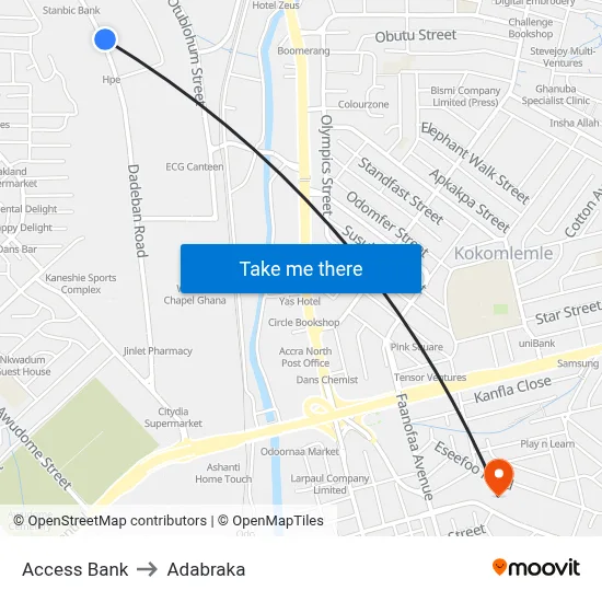 Access Bank to Adabraka map