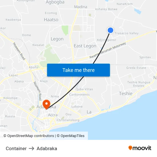 Container to Adabraka map