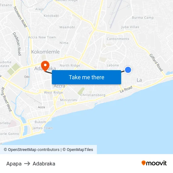 Apapa to Adabraka map