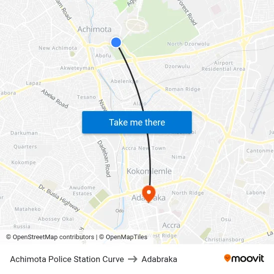 Achimota Police Station Curve to Adabraka map