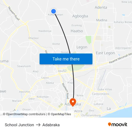 School Junction to Adabraka map