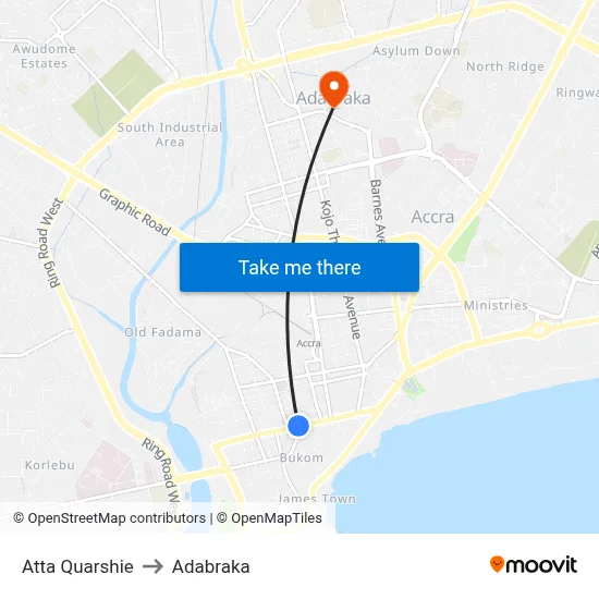 Atta Quarshie to Adabraka map