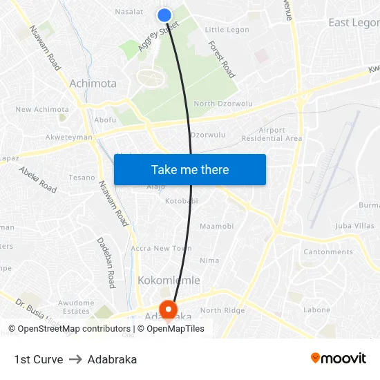 1st Curve to Adabraka map