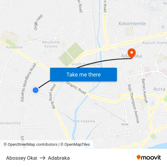 Abossey Okai to Adabraka map