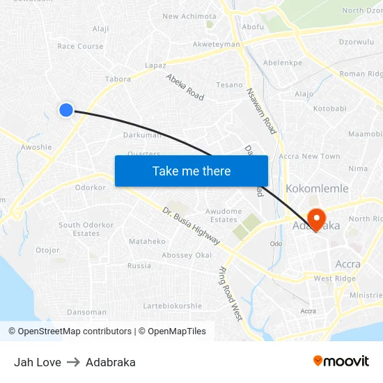 Jah Love to Adabraka map