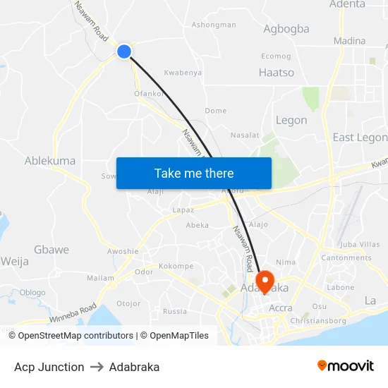 Acp Junction to Adabraka map
