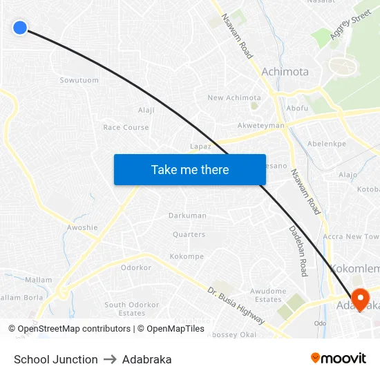 School Junction to Adabraka map