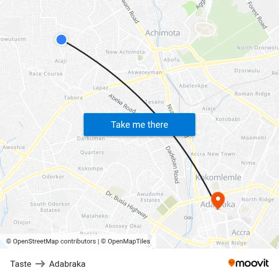 Taste to Adabraka map