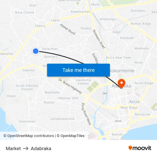 Market to Adabraka map