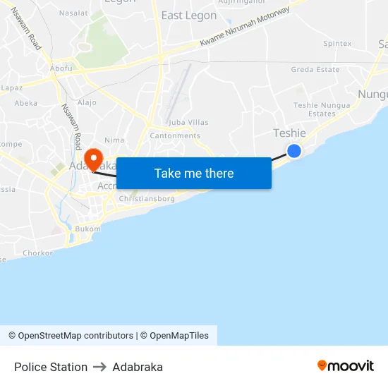 Police Station to Adabraka map