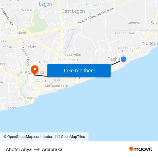 Abotsi Anya to Adabraka map