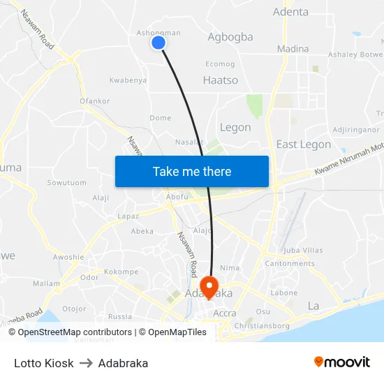 Lotto Kiosk to Adabraka map