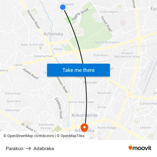 Parakuo to Adabraka map