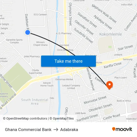 Ghana Commercial Bank to Adabraka map