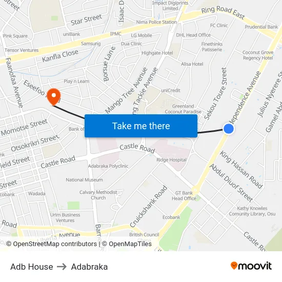 Adb House to Adabraka map