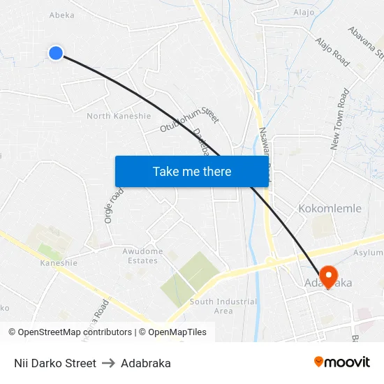 Nii Darko Street to Adabraka map