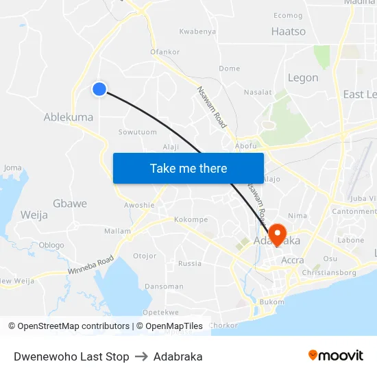 Dwenewoho Last Stop to Adabraka map