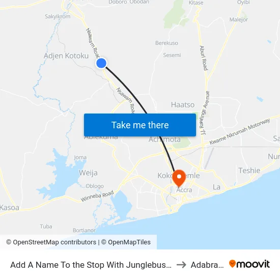 Add A Name To the Stop With Junglebus App to Adabraka map