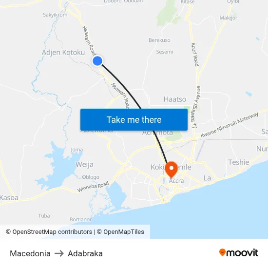 Macedonia to Adabraka map