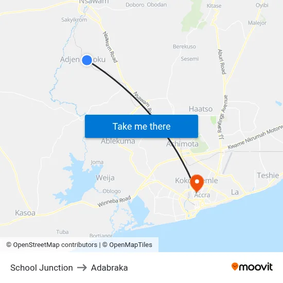 School Junction to Adabraka map