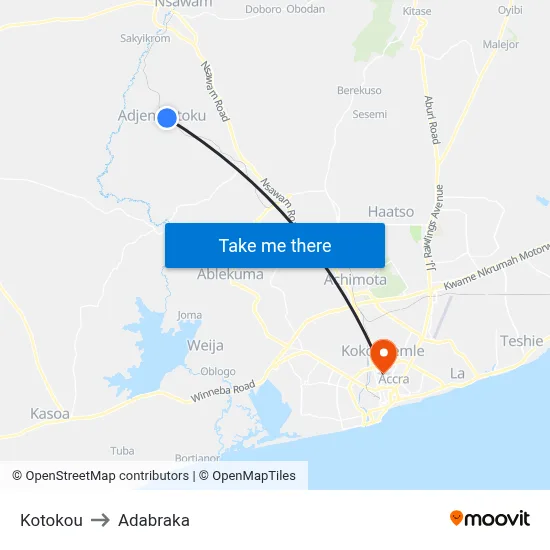 Kotokou to Adabraka map