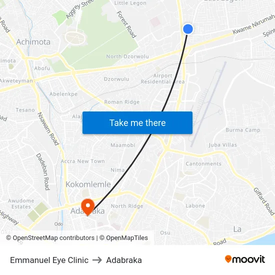 Emmanuel Eye Clinic to Adabraka map