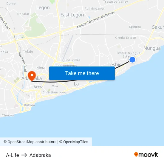 A-Life to Adabraka map