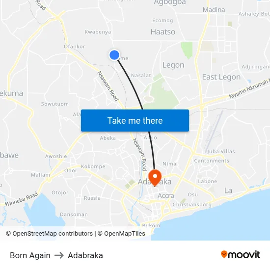 Born Again to Adabraka map