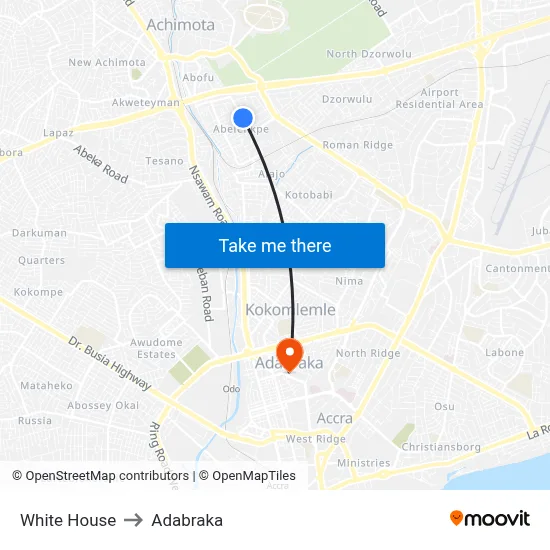 White House to Adabraka map