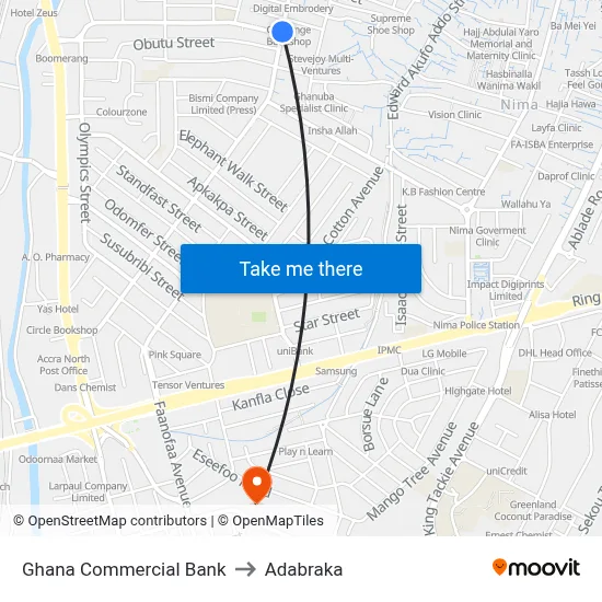 Ghana Commercial Bank to Adabraka map
