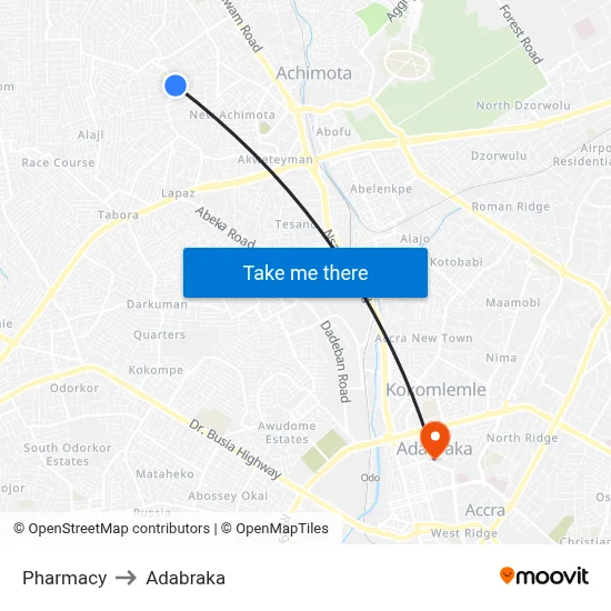 Pharmacy to Adabraka map