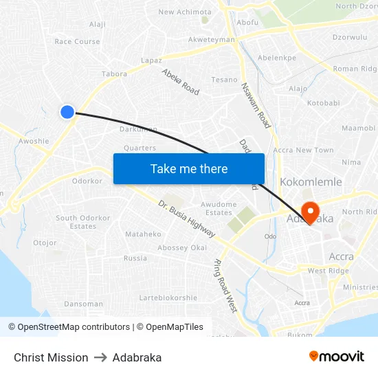 Christ Mission to Adabraka map